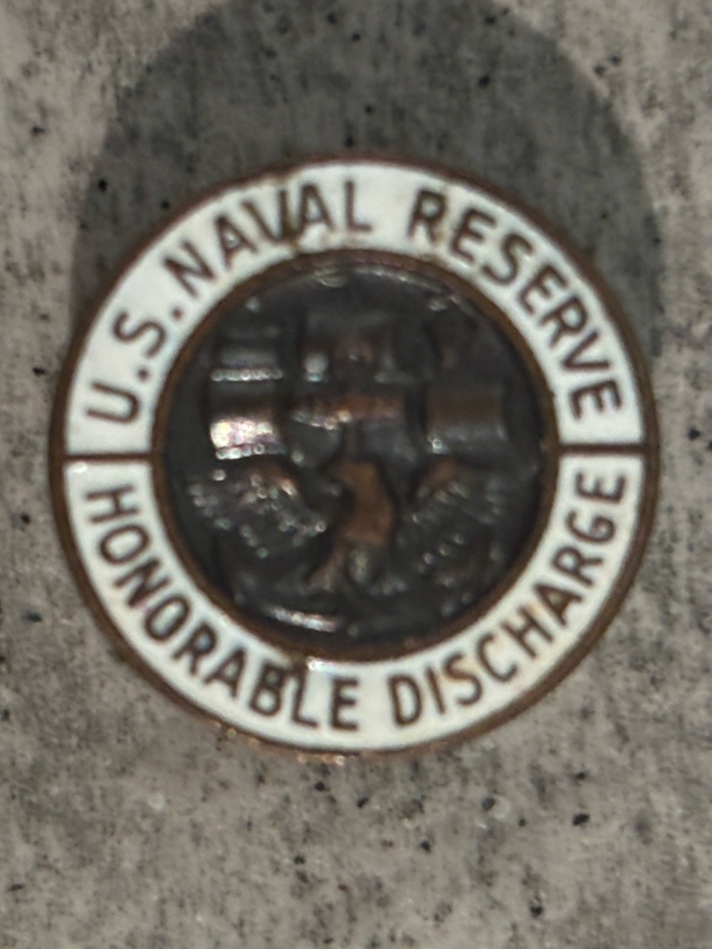 Vintage WW2 US Naval Reserve Honorable Discharge Buttonhole Pin White Bronze